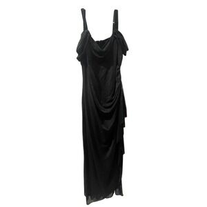 00382 - Alex Evenings Blk Cold Shoulder Glitter‎ Evening Gown SZ 18 Formal Dress